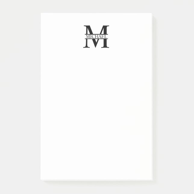 Bloco Post-it Monograma e Nome Personalizados (Frente)