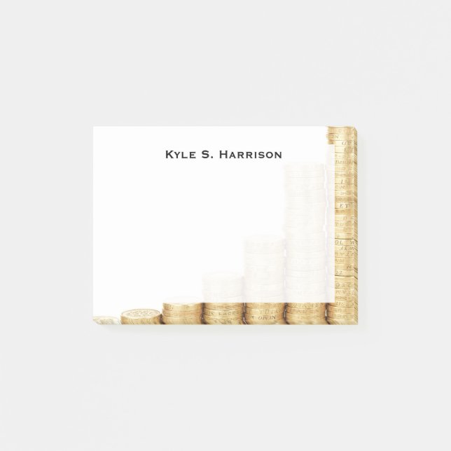 Bloco Post-it Monograma Feng Shui Aumenta Moedas Douradas (Frente)