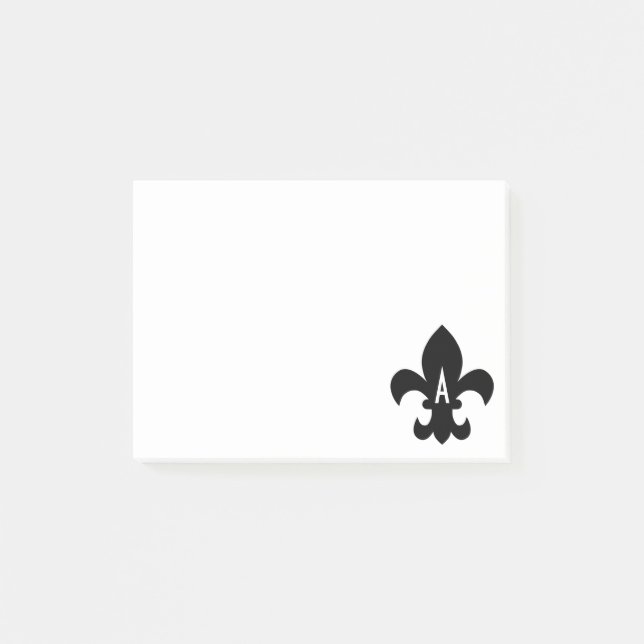 Bloco Post-it Monograma Fleur de Lis Preto e Branco (Frente)