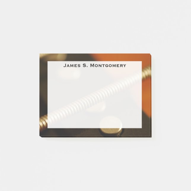 Bloco Post-it Monograma Música Dourada Bass Guitar String (Frente)