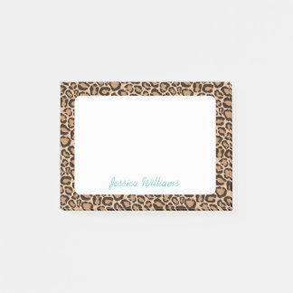 Bloco Post-it Monograma Personalizado de Impressão Leopardo