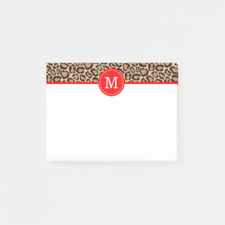 Bloco Post-it Monograma Personalizado de Impressão Vermelha e Le