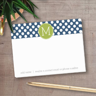 Bloco Post-it Monograma Personalizado do Marinho Blue & Verde li