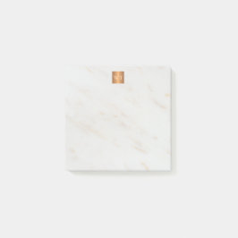 Bloco Post-it Monograma quadrado de cobre metálico em mármore el