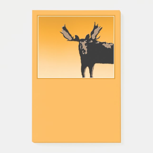 Bloco Post-it Moose no Sunset - Arte original sobre a vida selva (Frente)