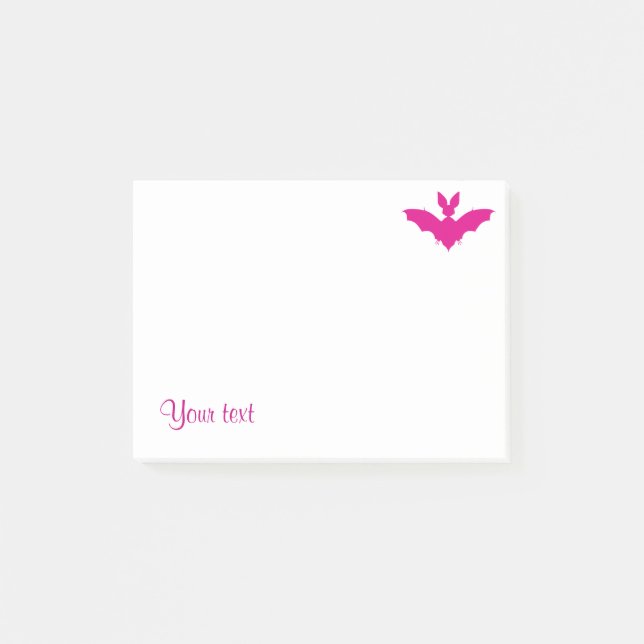 Bloco Post-it Morcego Rosa Personalizado Fofo Nome Gótico (Frente)