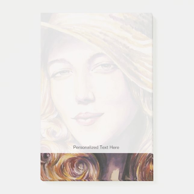 Bloco Post-it Mulher com chapéu (Frente)