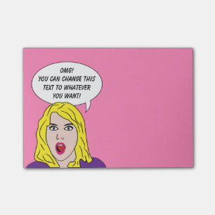 Bloco Post-it MULHER RETRO com SUAS notas de post-it feitas sob