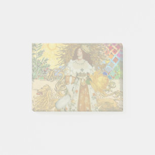 Bloco Post-it Mulher Vintage Sol Dourado: Arte Colagem do Zodíac