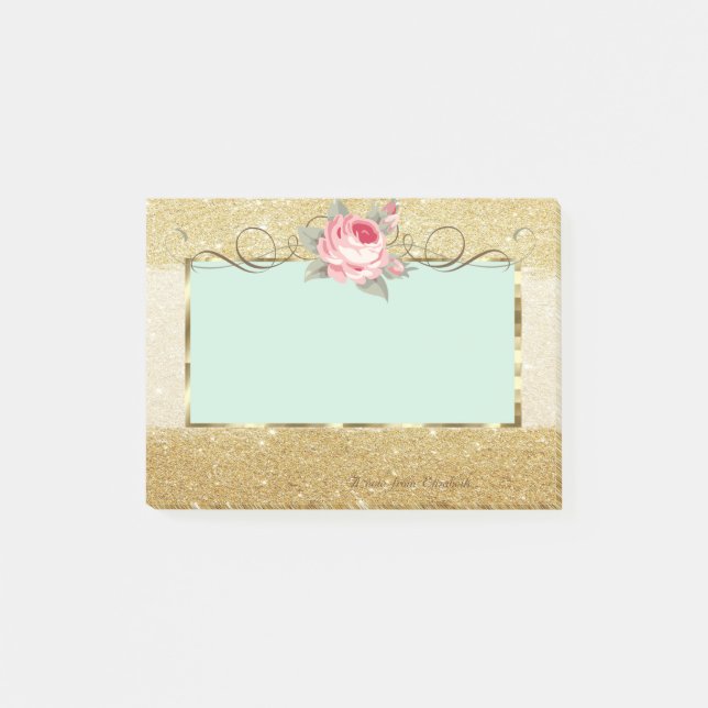 Bloco Post-it Na moda elegante,Quadro,Rosa,Gliteria (Frente)