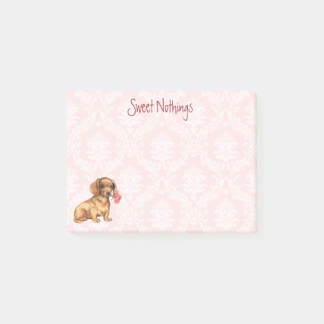 Bloco Post-it Namorados Rosa Dachshund (Frente)
