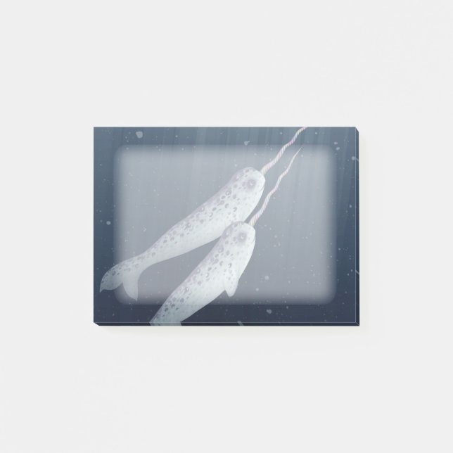 Bloco Post-it Narwhals bonito que nada junto debaixo d'água (Frente)