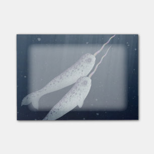 Bloco Post-it Narwhals bonito que nada junto debaixo d'água