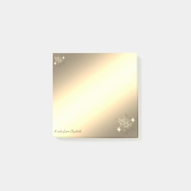 Bloco Post-it Natal,Faux Dourado Flocos de Neve Personalizados (Frente)