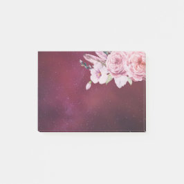 Bloco Post-it Natural Watercolor Boho Floral Burgundy Red Starry