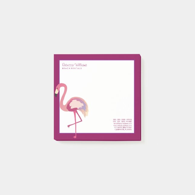 Bloco Post-it Negócios | Watercolor Flamingo (Frente)