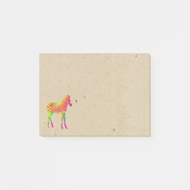 Bloco Post-it Neon Baby Zebra Psychedelic Funky Retro (Frente)