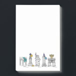 Bloco Post-it New York Hanukkah Happy Chanukah NYC Holiday<br><div class="desc">Apresenta uma ilustração original de caneta e tinta de vários pontos de referência "vestidos" para a temporada de férias. Perfeito para Hanukkah! Há muitos designs de posto ilustrados adicionais disponíveis. Não vê o que está procurando? Precisa de ajuda para a personalização? Entre em contato com Rebecca para ter algo projetado...</div>