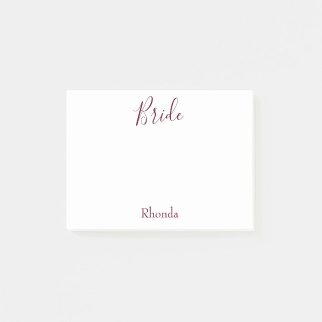 Bloco Post-it Noiva Branca e Borgonha (Frente)