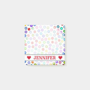 Bloco Post-it Nome customizável - muitas notas coloridas dos