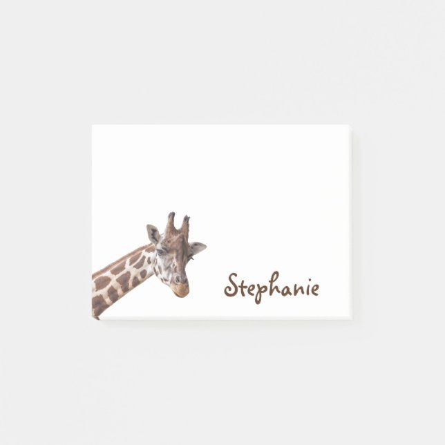 Bloco Post-it Nome de Girafa Safari Animal Menina Crianças (Frente)