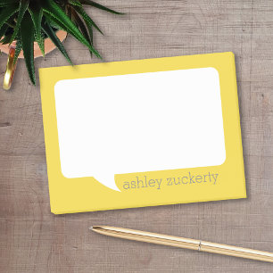 Bloco Post-it Nome do Adicionar Bolha de Talk Amarelo e Cinza