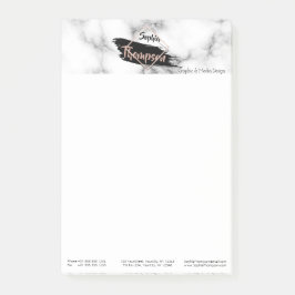 Bloco Post-it Nome do Traço de Tinta Moderna do Marble - Notas p