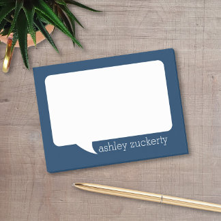 Bloco Post-it Nome Personalizado da Bolha de Conversação Azul e 