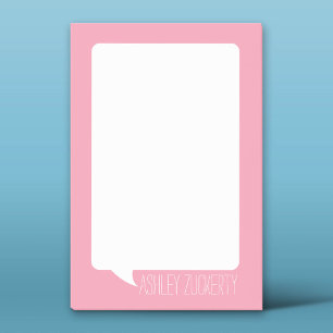Bloco Post-it Nome Personalizado da Bolha de Conversação Pink