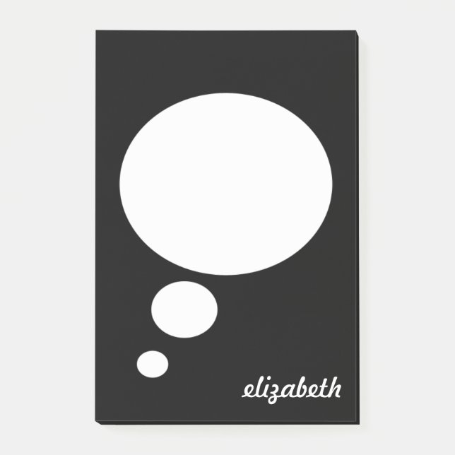 Bloco Post-it Nome Personalizado da Bolha de Conversação Preta e (Frente)
