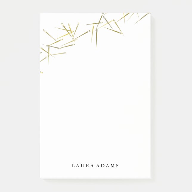 Bloco Post-it Nome Personalizado do Agulha Dourado (Frente)