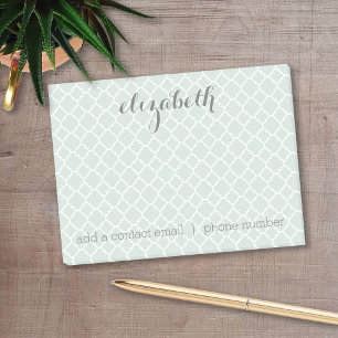 Bloco Post-it Nome Personalizado do Padrão de Quatrefoil de Pint