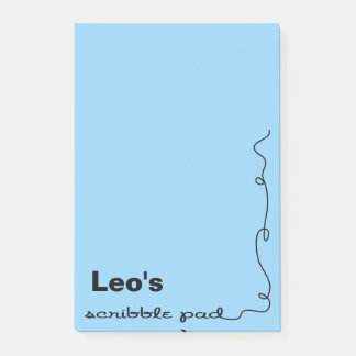 Bloco Post-it Nome Personalizado Pad Azul Escribble