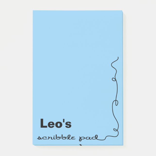 Bloco Post-it Nome Personalizado Pad Azul Escribble (Frente)