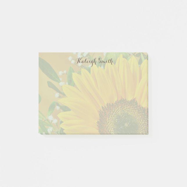 Bloco Post-it Notas Adesivas de Girassol Personalizadas (Frente)