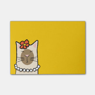 Bloco Post-it Notas de Gato Siamês com Flor e Pérolas Pearls Pós