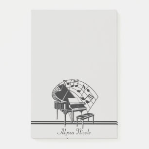 Bloco Post-it Notas de música personalizadas para Piano branco