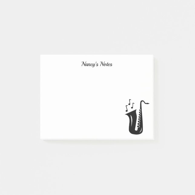 Bloco Post-it Notas de post-it feitas sob encomenda do saxofone (Frente)