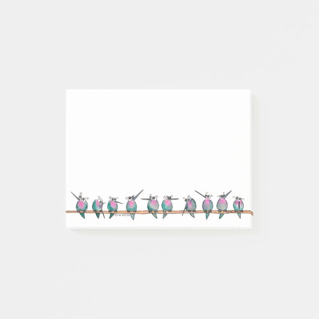 Bloco Post-it Notas de post-it paranóides dos colibris (Frente)