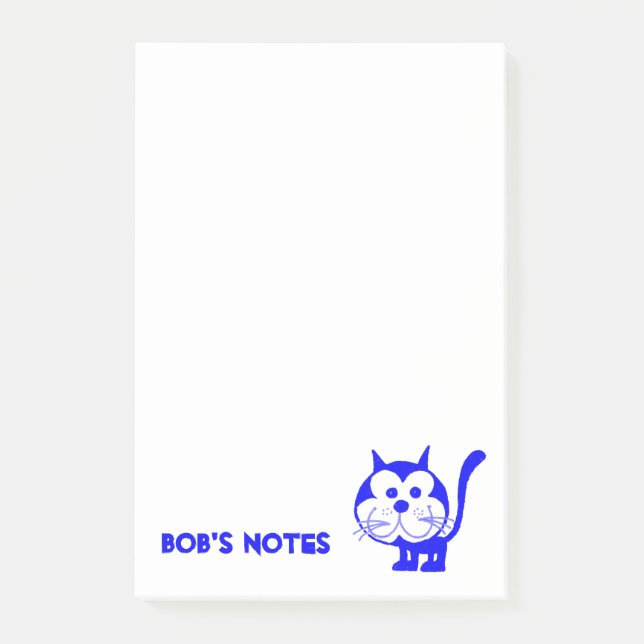 Bloco Post-it Notas de Posto de Gato Azul (Frente)