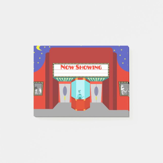 Bloco Post-it Notas de Posto do Retro Movie Theater (Frente)