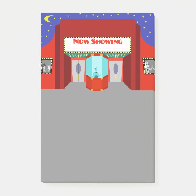 Bloco Post-it Notas de Posto do Retro Movie Theater (Frente)