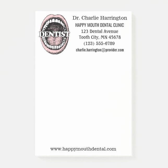 Bloco Post-it Notas de Posto personalizadas de dentista (Frente)