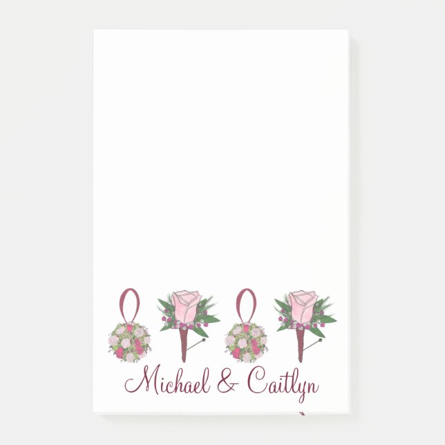 Bloco Post-it Notas do Posto de Rosa de Flor Personalizado (Frente)