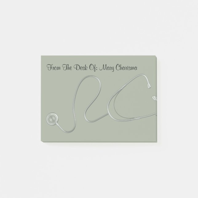 Bloco Post-it Notas do Posto de Tema do Estetoscópio Médico (Frente)