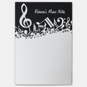 Bloco Post-it Notas musicais misturadas brancas personalizadas