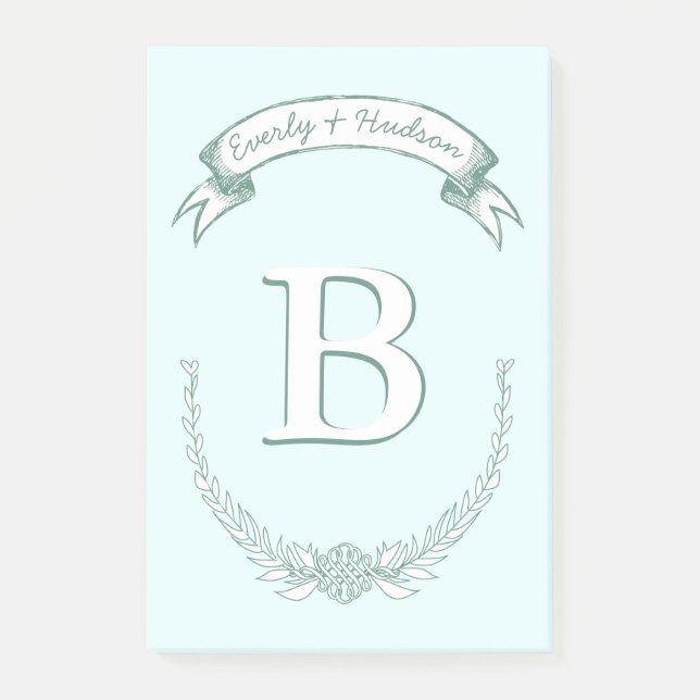 Bloco Post-it Notas personalizadas do Mongram Post-it® (Frente)