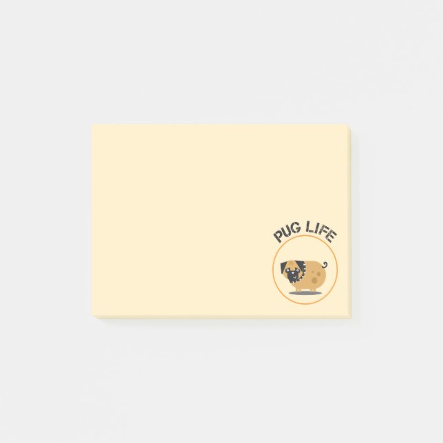 Bloco Post-it Notas Post-it® Vida de Cachorro Pug (Frente)