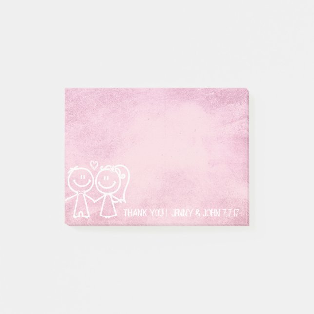 Bloco Post-it Novo Favor De Casamento Obrigado Chalkboard Pink S (Frente)