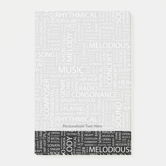 Bloco Post-it Nuvem de palavras padrão MUSIC (Frente)